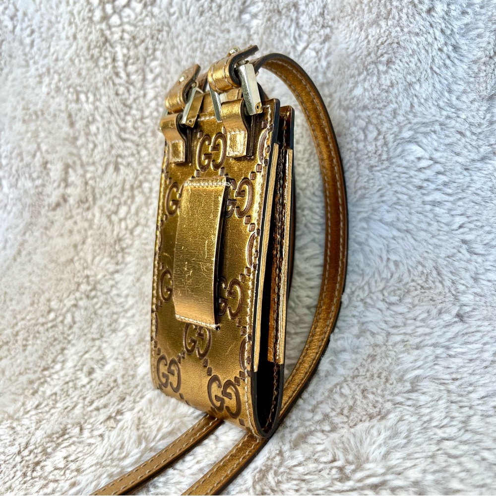 Gucci Metallic Bronze GG Monogram Mini Lanyard Bag - Picture 8 of 15